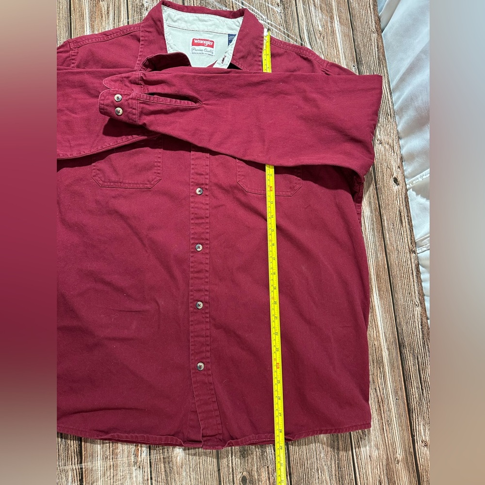 Wrangler Men's L Premium Quality Burgundy Long Sleeve Button Up Shirt | SKU 0888 - Picture 4 of 6